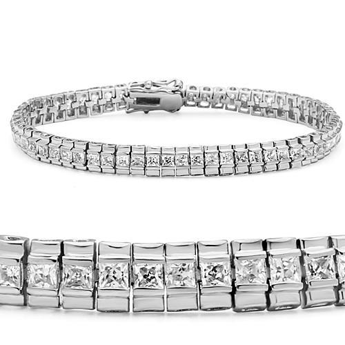 47304 - Rhodium Brass Bracelet with AAA Grade CZ  in Clear-0