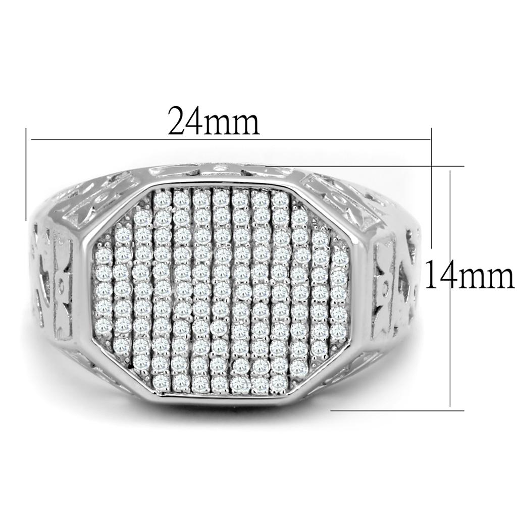 TS229 - Rhodium 925 Sterling Silver Ring with AAA Grade CZ  in Clear-1